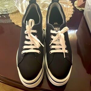 Miu Miu Black and White Platform Sneakers